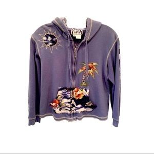 𝅺ISLAND Vacation Embellished Hoodie Size S